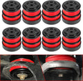 Silicone body mount bushings set with red cores and black steel cups