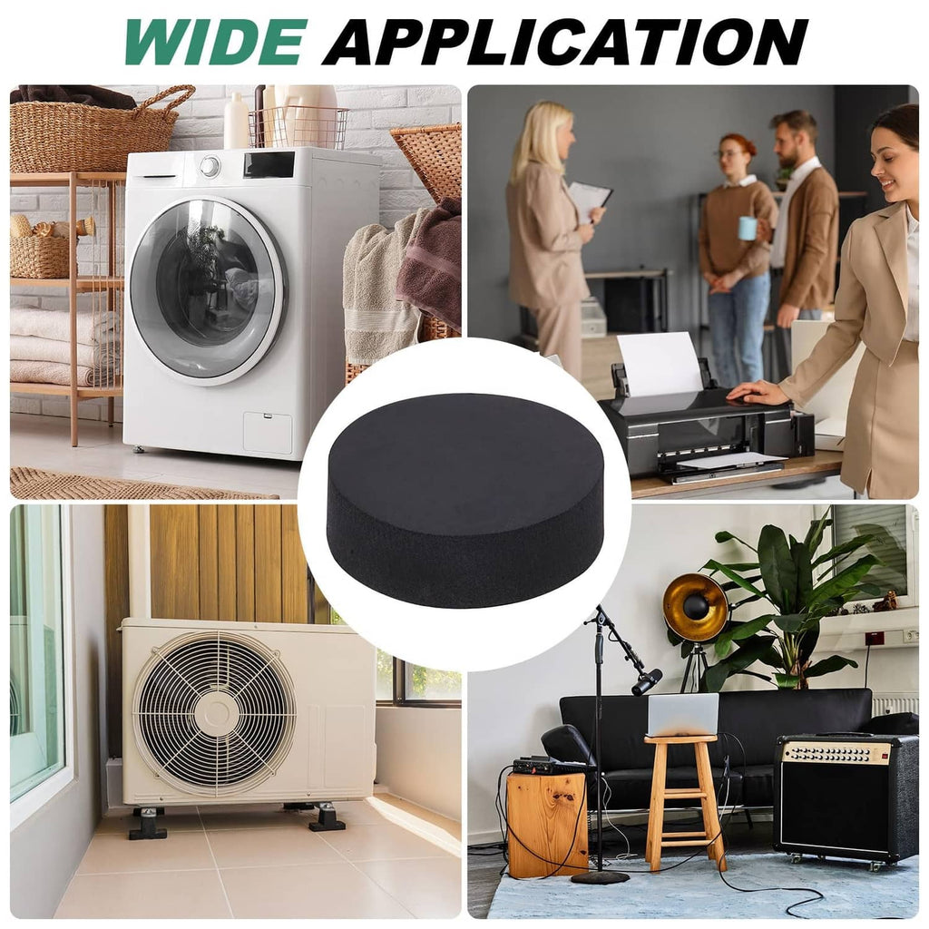 Black round non-slip furniture pad for multi-use placement under furniture or appliances