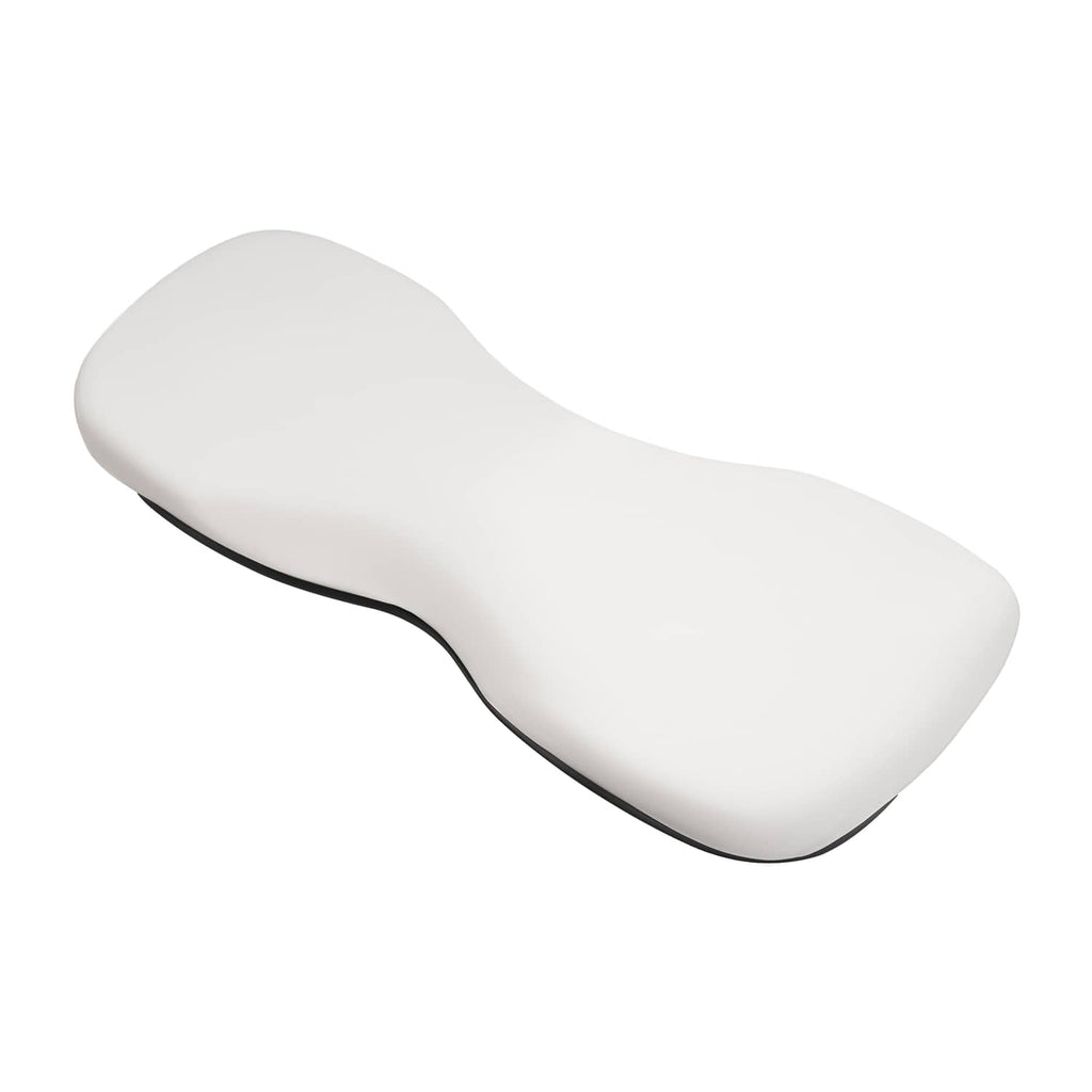 White seat backrest cushion with curved shape and black underside trim
