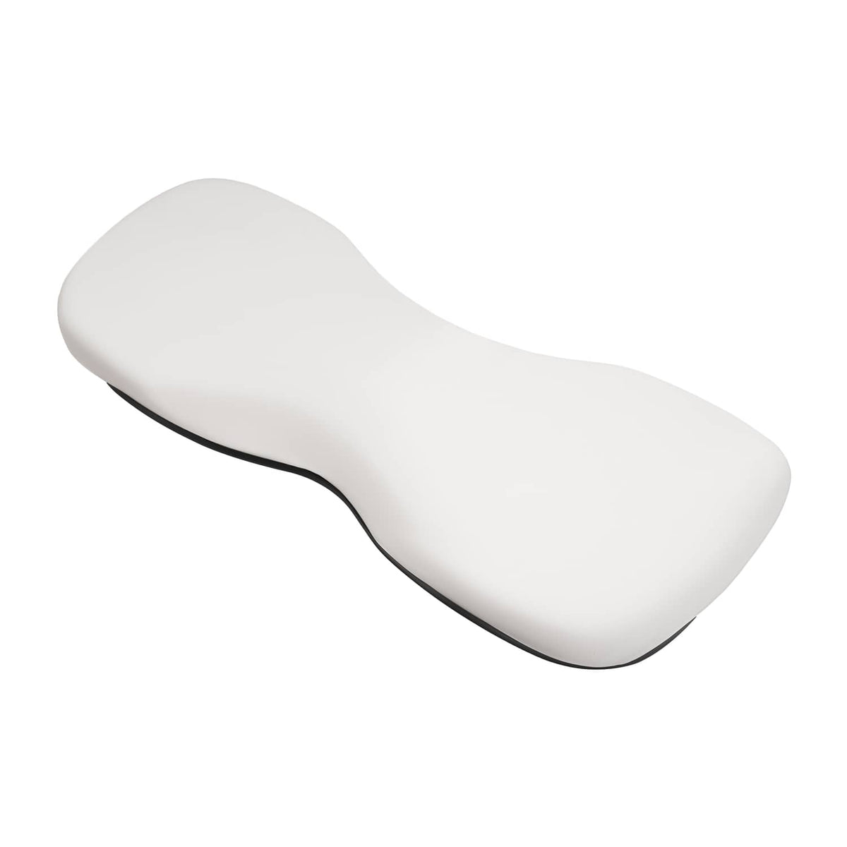White seat backrest cushion with curved shape and black underside trim