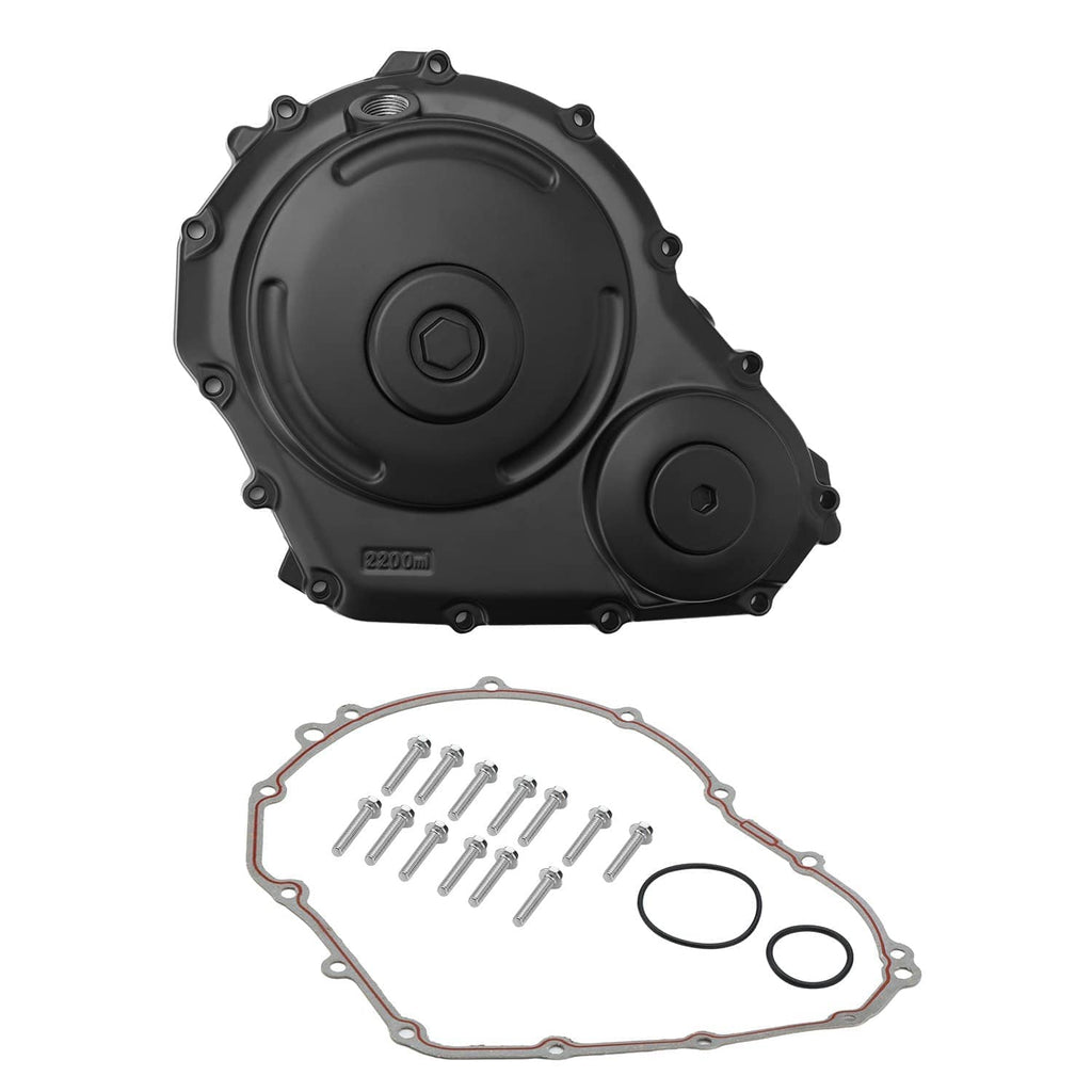Black right crankcase cover and gasket with mounting screws