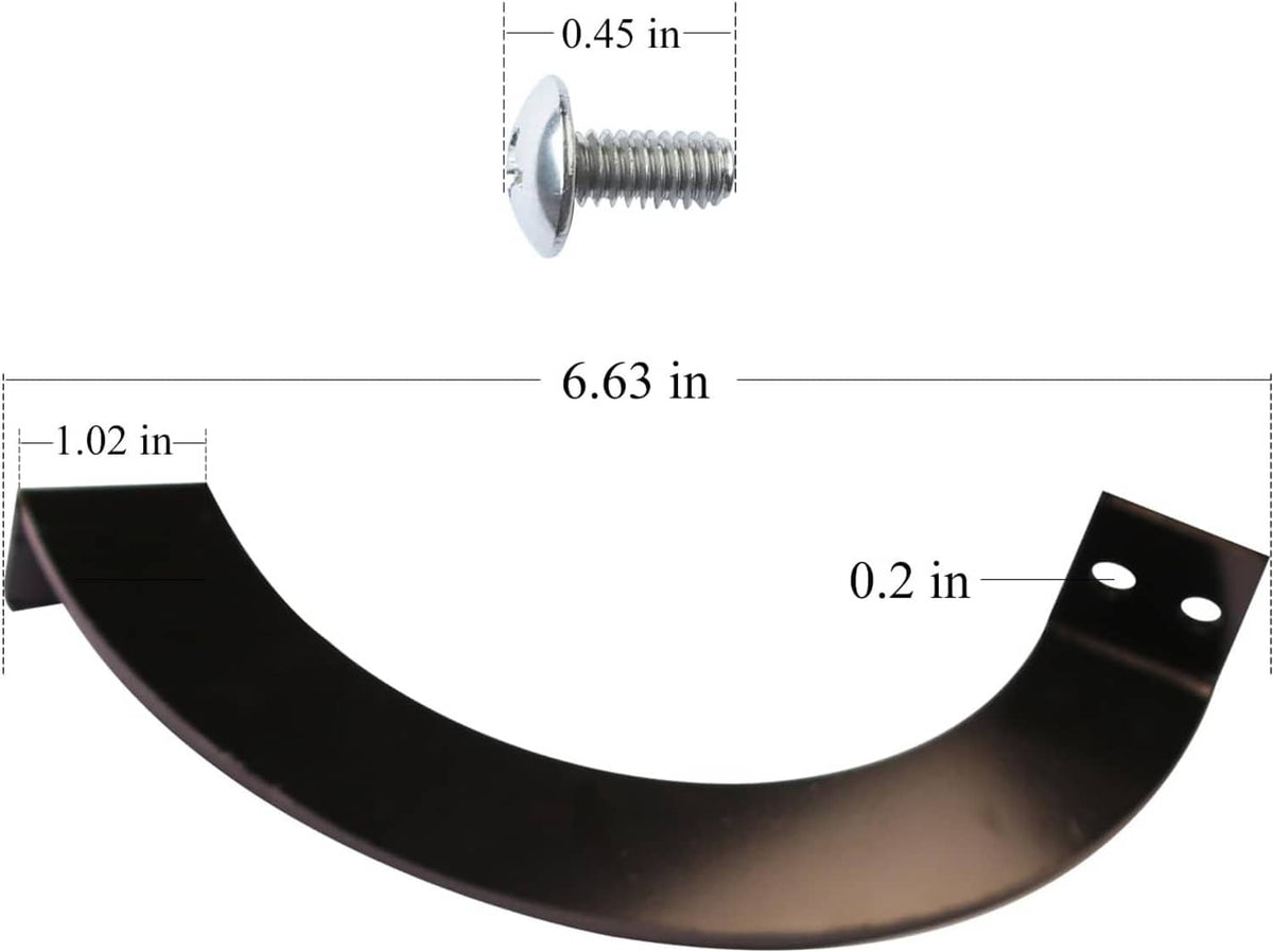 Black grill lid door stop arc part with two screw holes and size markings