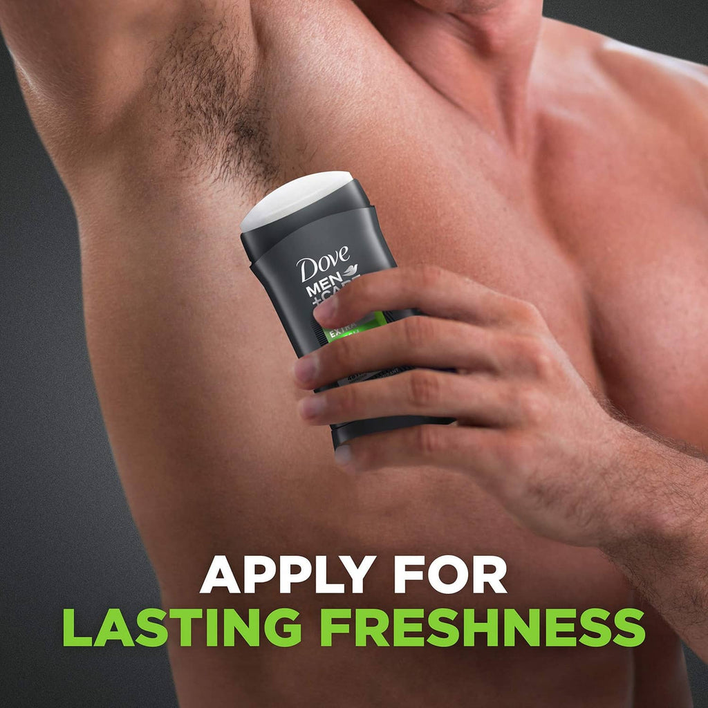 Men's antiperspirant deodorant stick held in hand, green citrus label