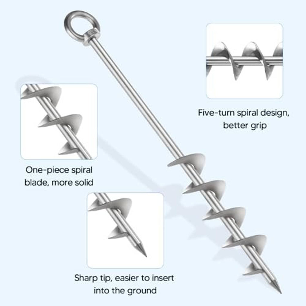 One-piece helical screw anchor with sharp tip and lifting ring for sandy anchoring
