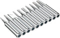 10-pack metal soldering iron replacement tips with gray ceramic ends and angled points