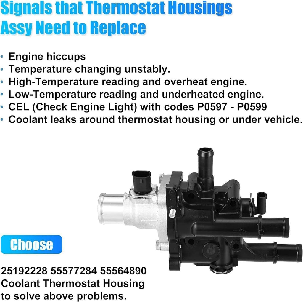 Thermostat housing assembly with black sensor connector and silver coolant outlet