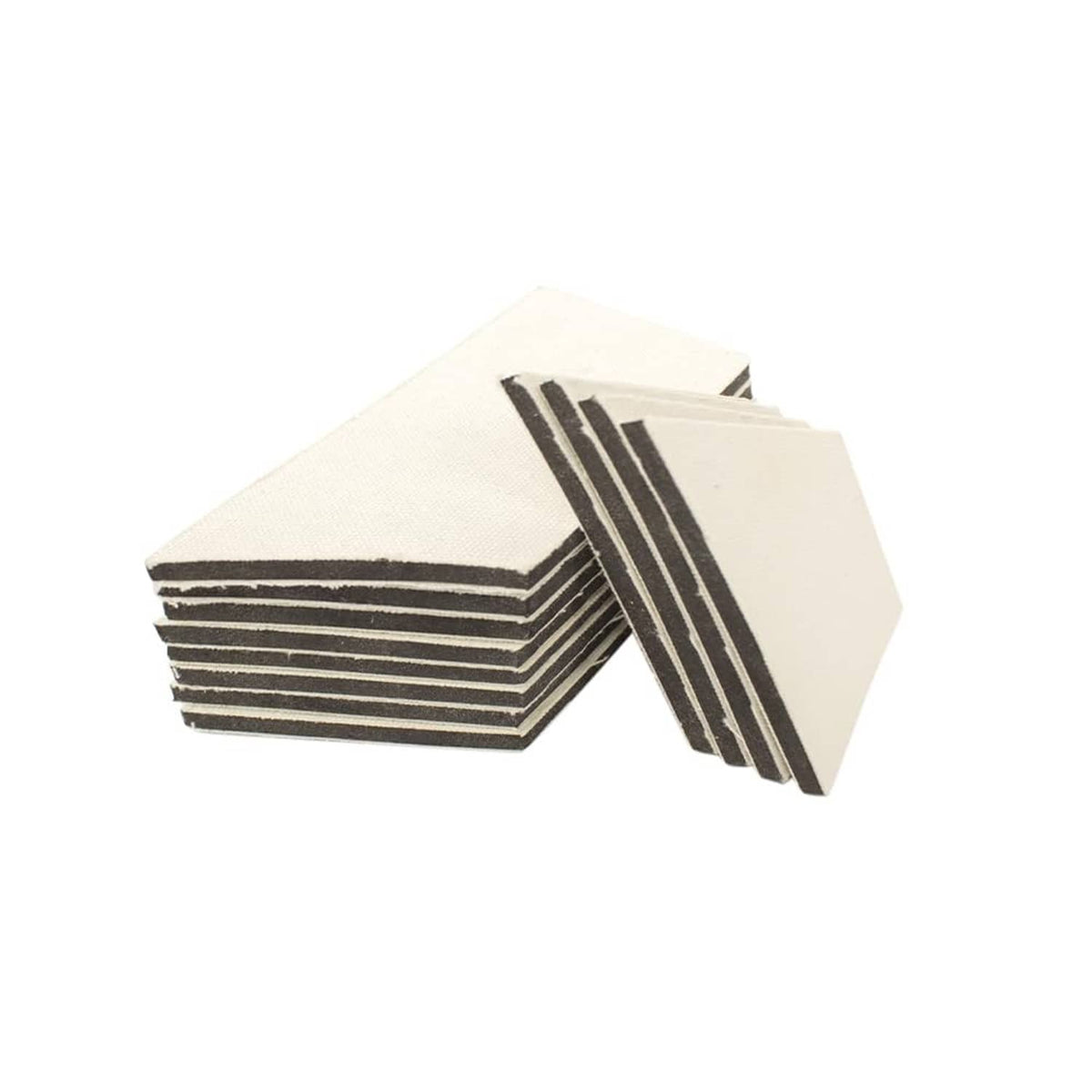 Stack of cream pool rail rubber bumpers with black alignment lines