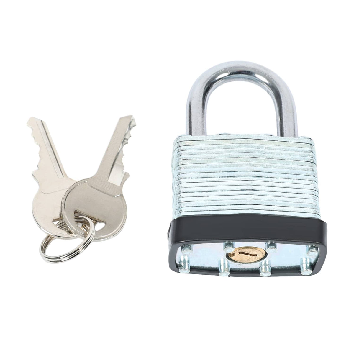 Steel padlock with keys for securing an adjustable trailer rack