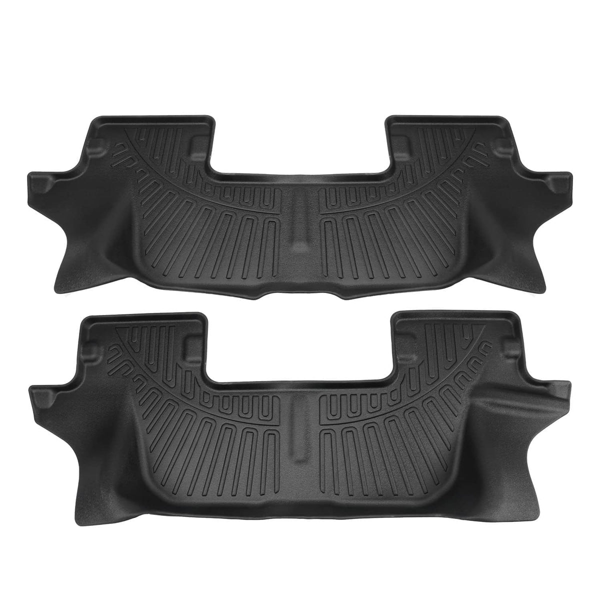 Set of black all-weather rubber floor mats with raised channels and molded edges