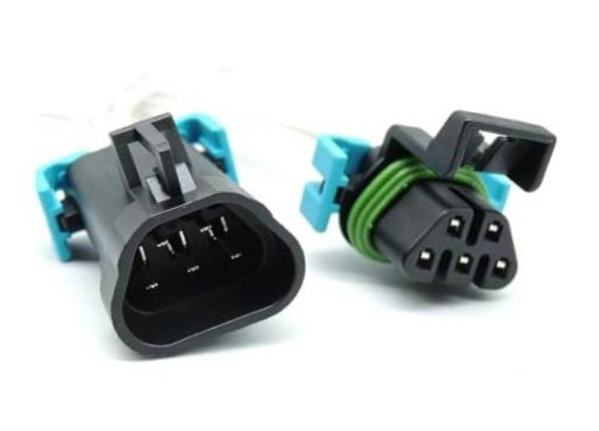 5-pin sealed headlight connector plug set, male and female with green wire