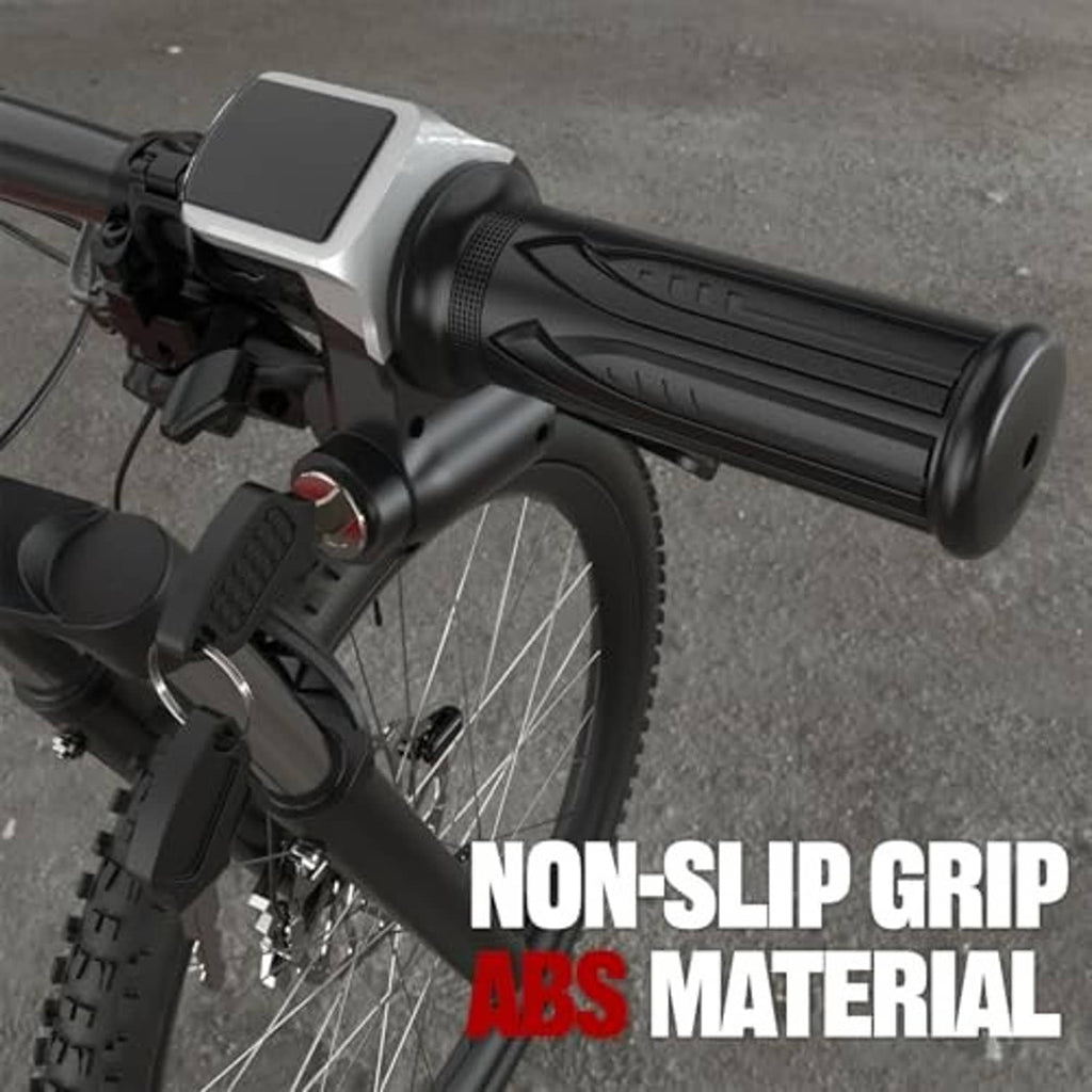 Twist throttle with LED display and non-slip textured black grip for handlebar use