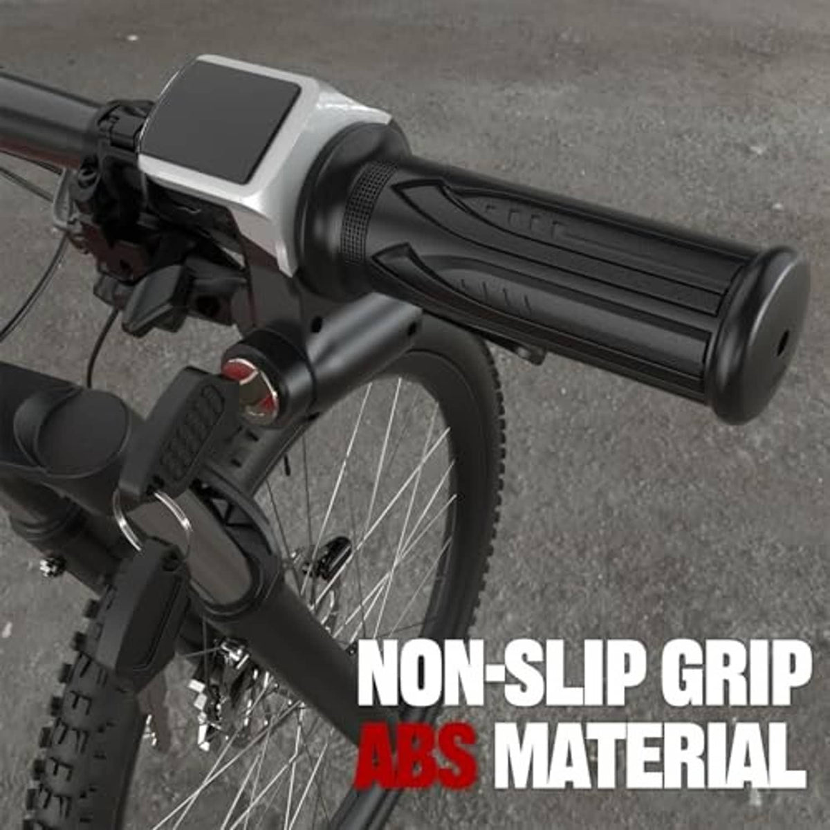 Twist throttle with LED display and non-slip textured black grip for handlebar use
