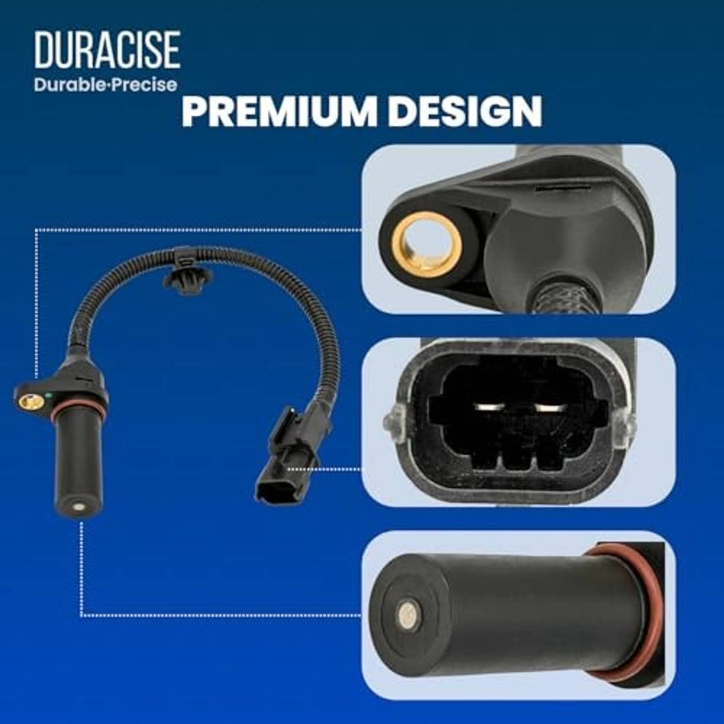 Crankshaft position sensor with attached black wiring harness and connector