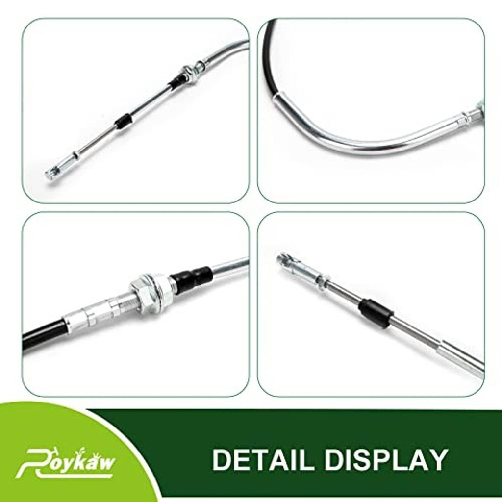 Golf cart shift cable detail view with black insulator and chrome fittings