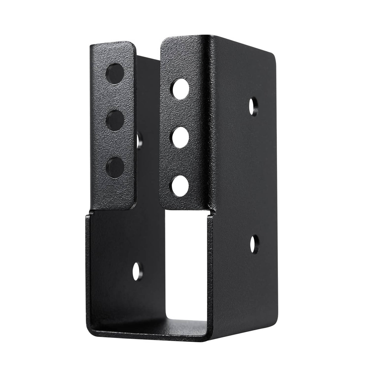 Concealed joist hanger bracket, black steel with punched holes on side plates and base