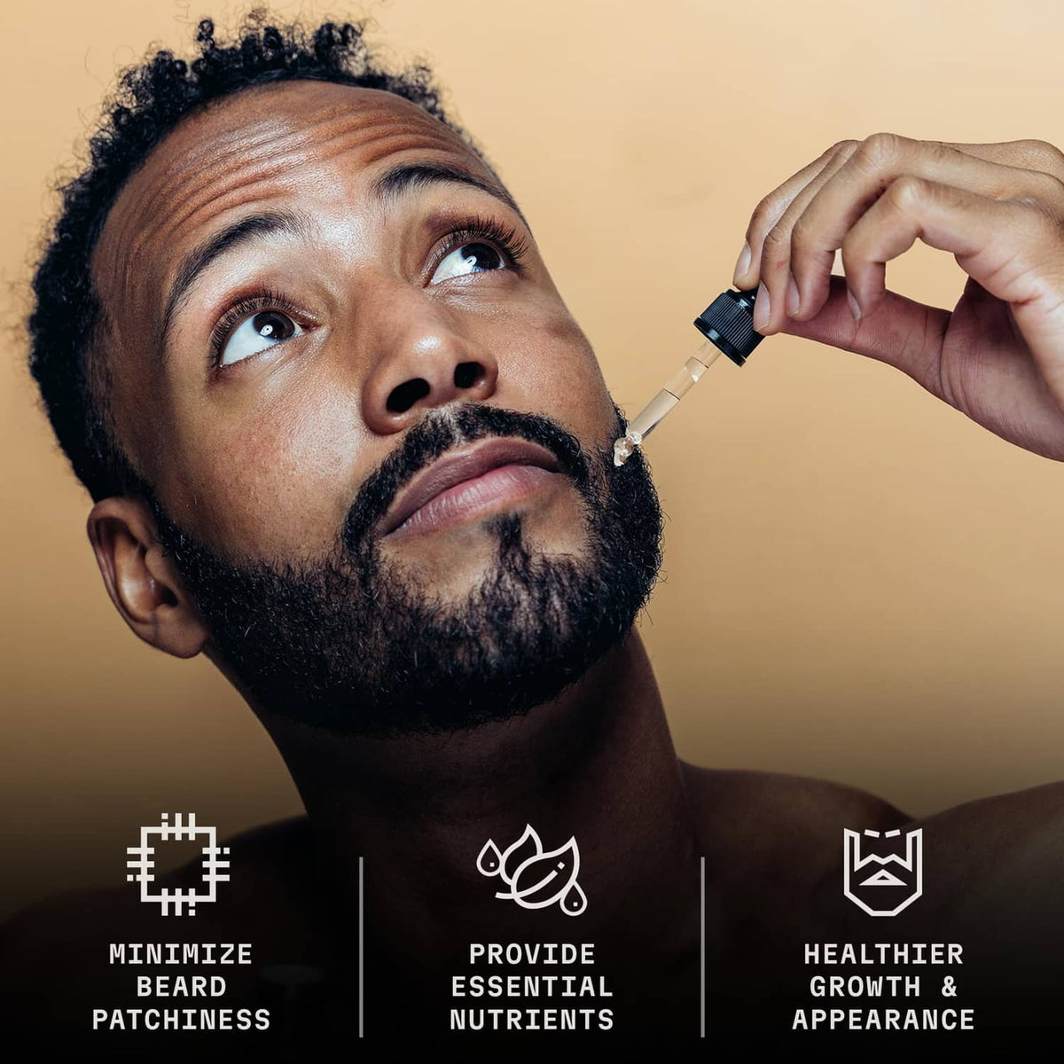 Beard growth oil applied benefits with dropper bottle