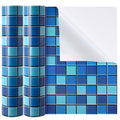 Blue-green mosaic vinyl pool liner patch sheet, rolled corner and rectangular section