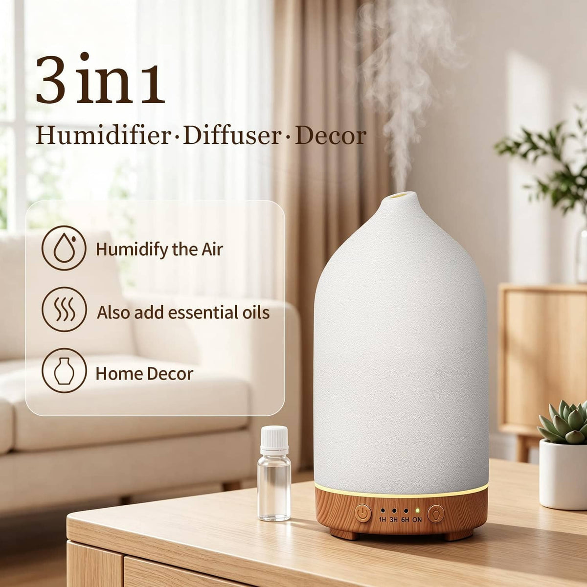 RivetOak Gooamp 200ML Ceramic Essential Oil Diffuser for Home, Stone 2 Pack, A-wood