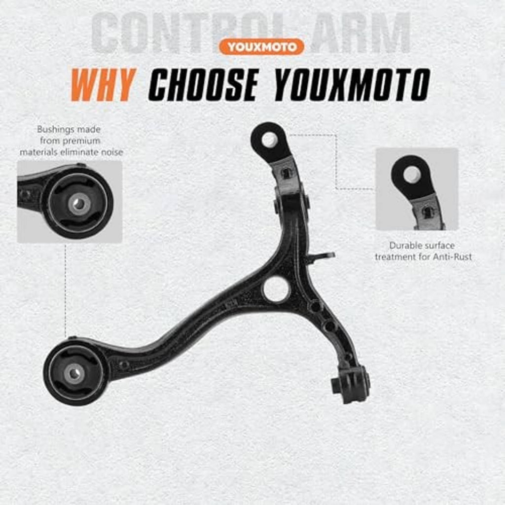 Front control arm with two ball joint style mounts and anti-rust coating