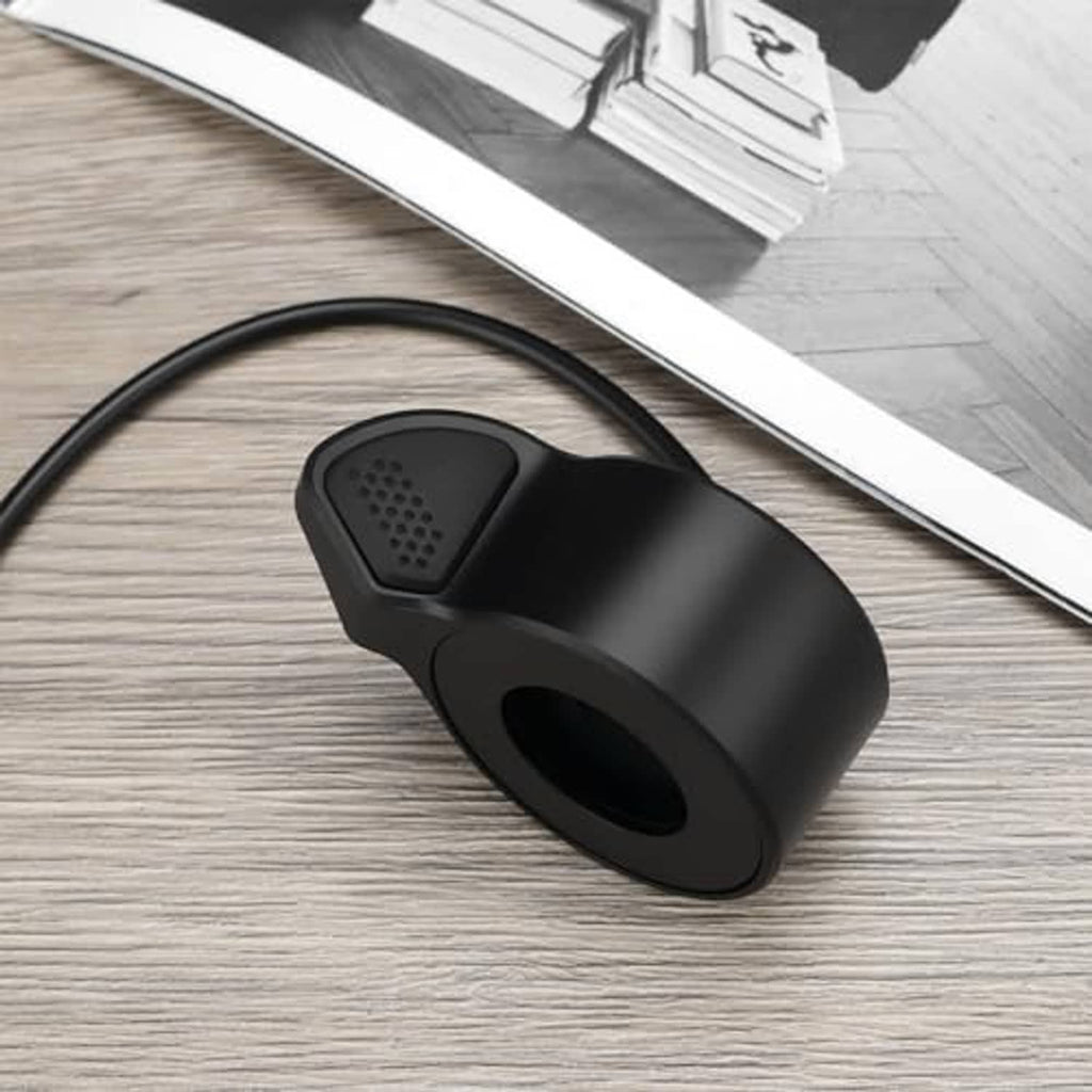 Black thumb throttle speed control knob with textured thumb pad and circular opening