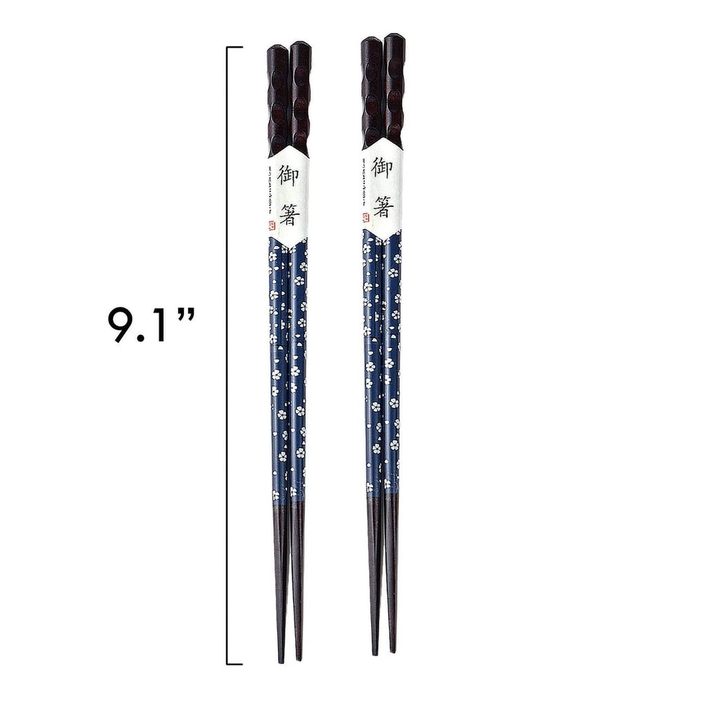 Blue-pattern chopsticks set with 9.1 in length measure