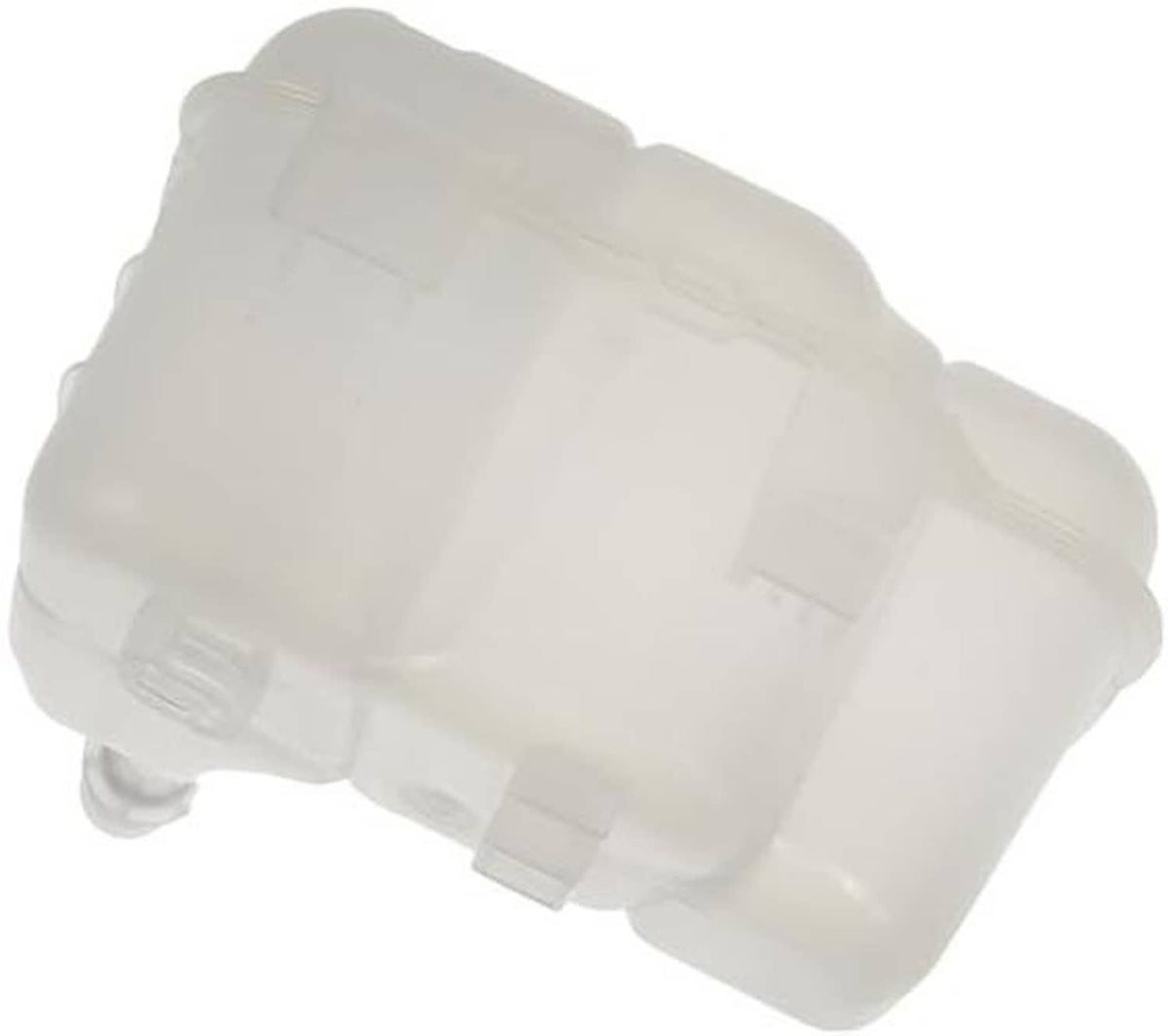 White pressurized coolant reservoir in angled view