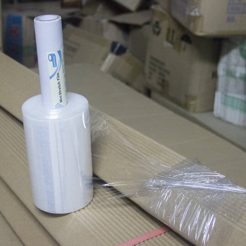 Clear stretch wrap roll with loose plastic film sheet for wrapping