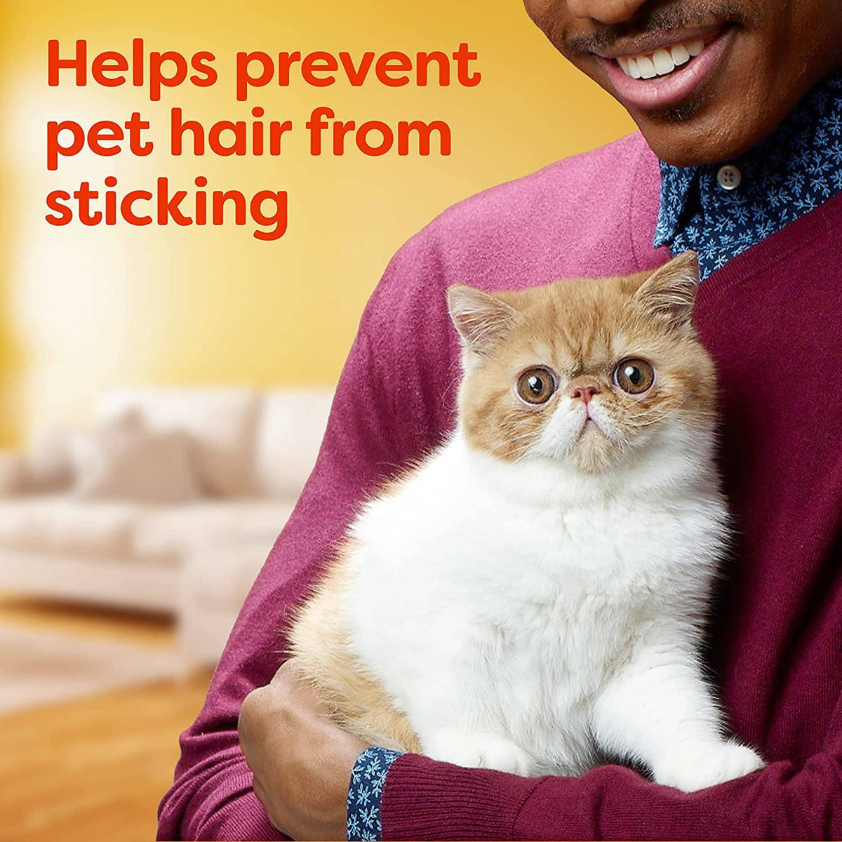 Pet hair guard dryer sheets helping prevent pet hair from sticking on fabric