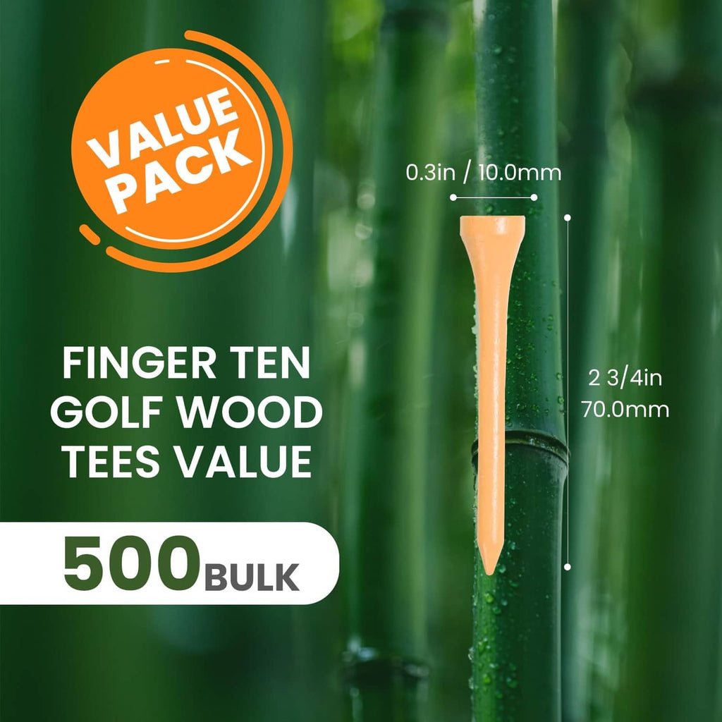 Natural wood golf tee, about 2 3/4 in length, shown upright