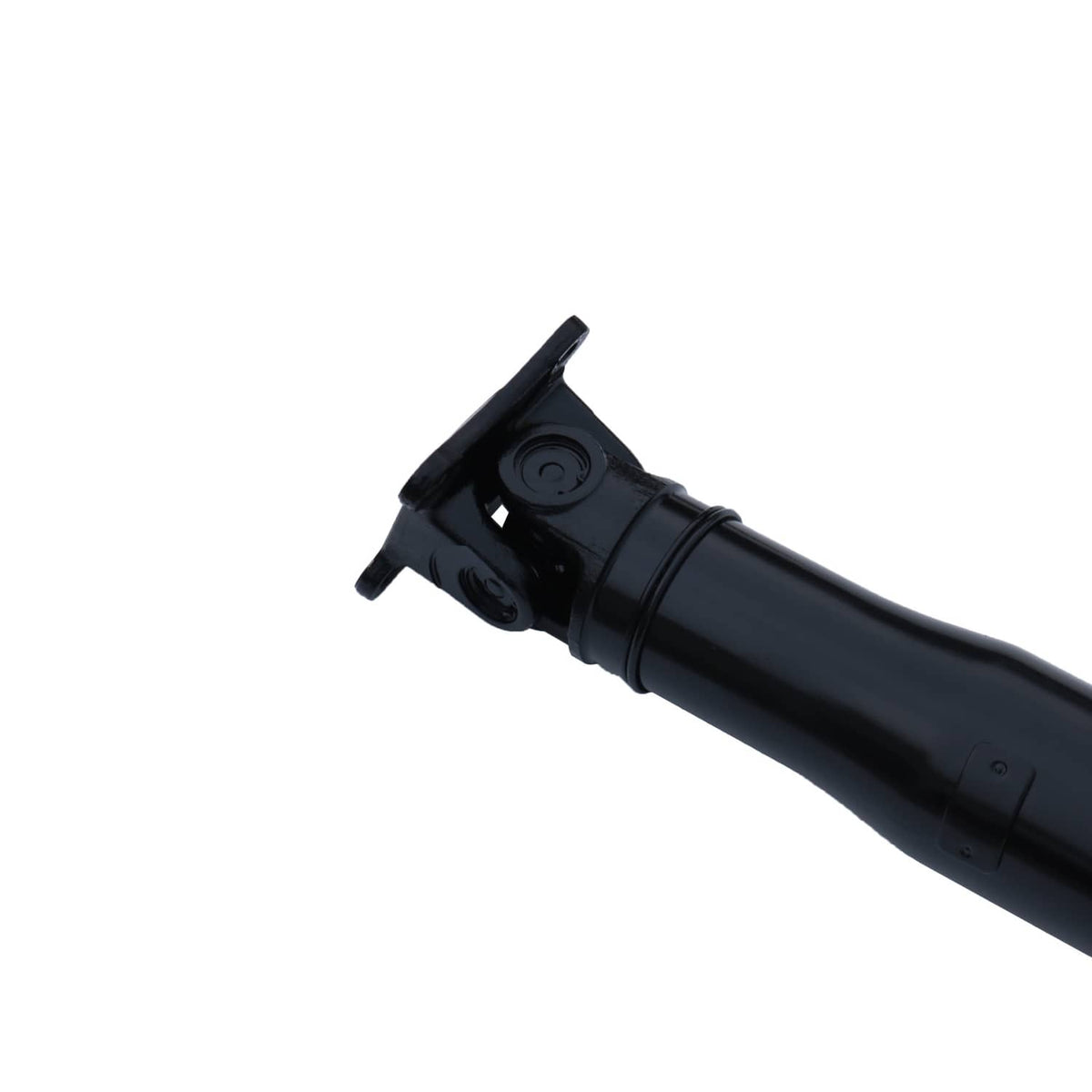 Rear driveshaft assembly close-up of black boot and yoke joint area
