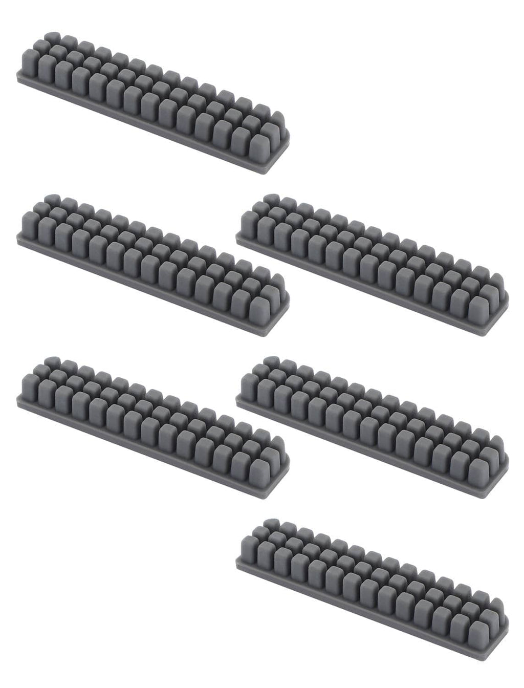 Set of 6 dark gray silicone 3D printer nozzle cleaning brushes with raised bristles