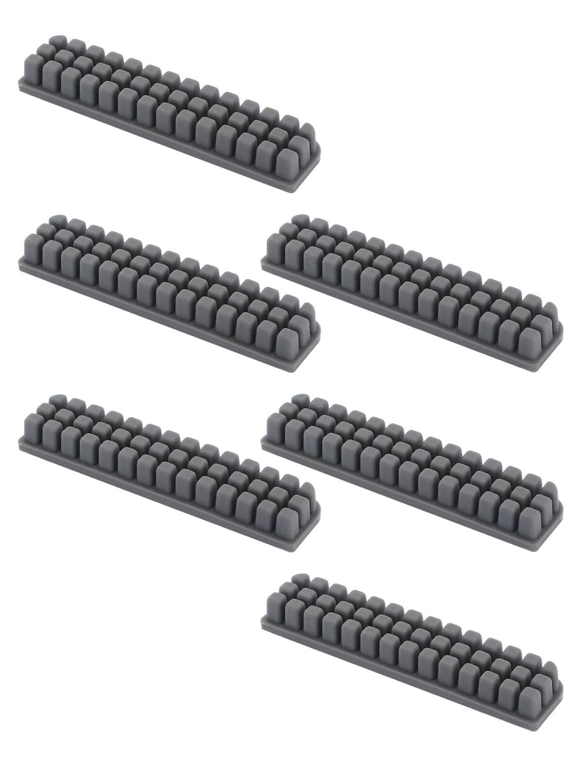 Set of 6 dark gray silicone 3D printer nozzle cleaning brushes with raised bristles