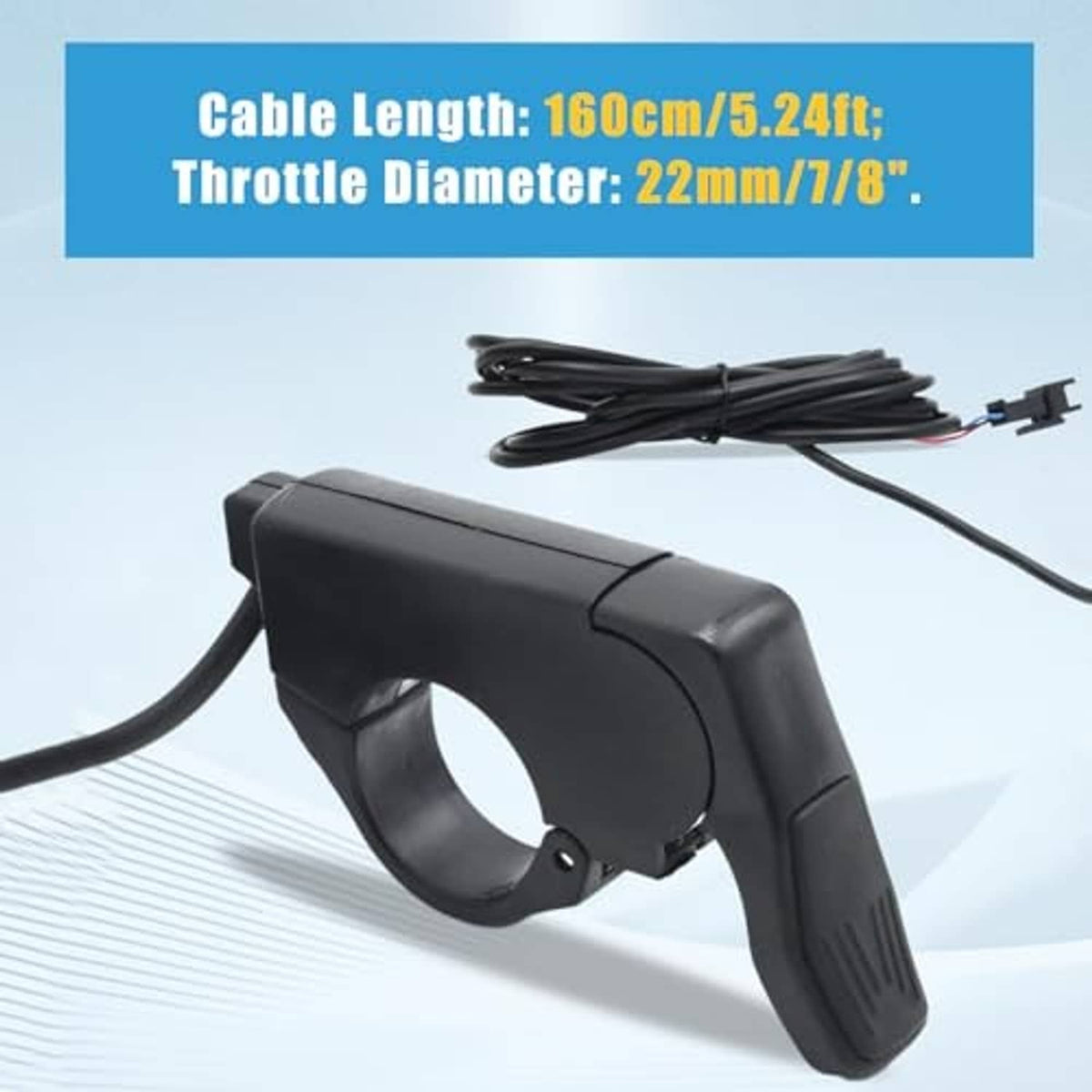Black 22mm thumb throttle with long cable and wiring connector