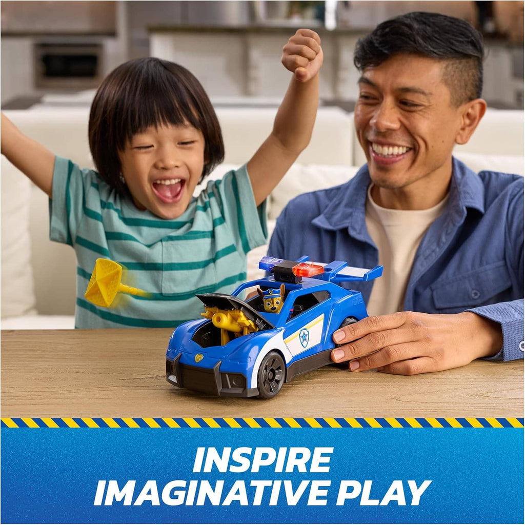 Paw Patrol blue Chase rescue cruiser toy car with Chase figure and flashing red light
