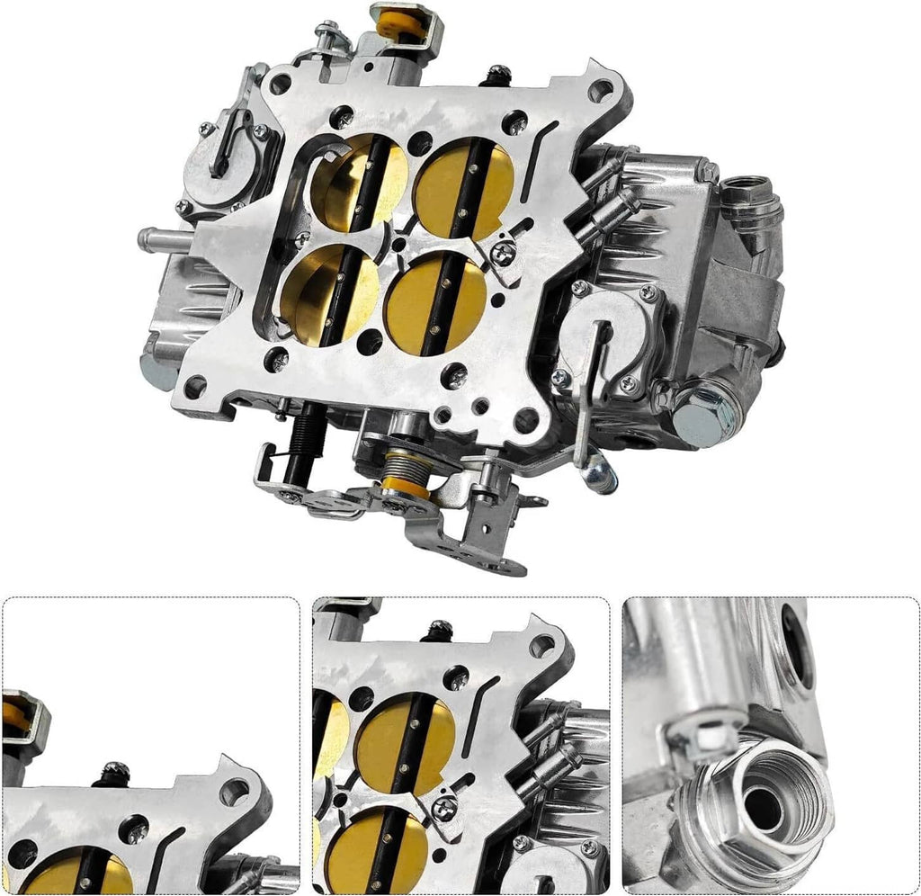 Carburetor race double pumper, silver metal with two round bores and yellow inserts