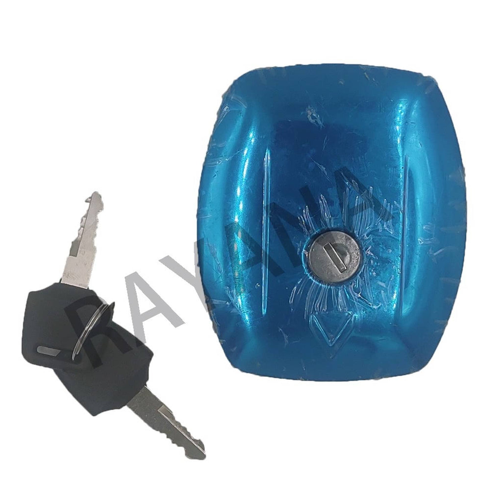 Fuel tank cap with lock and two keys, glossy blue cover