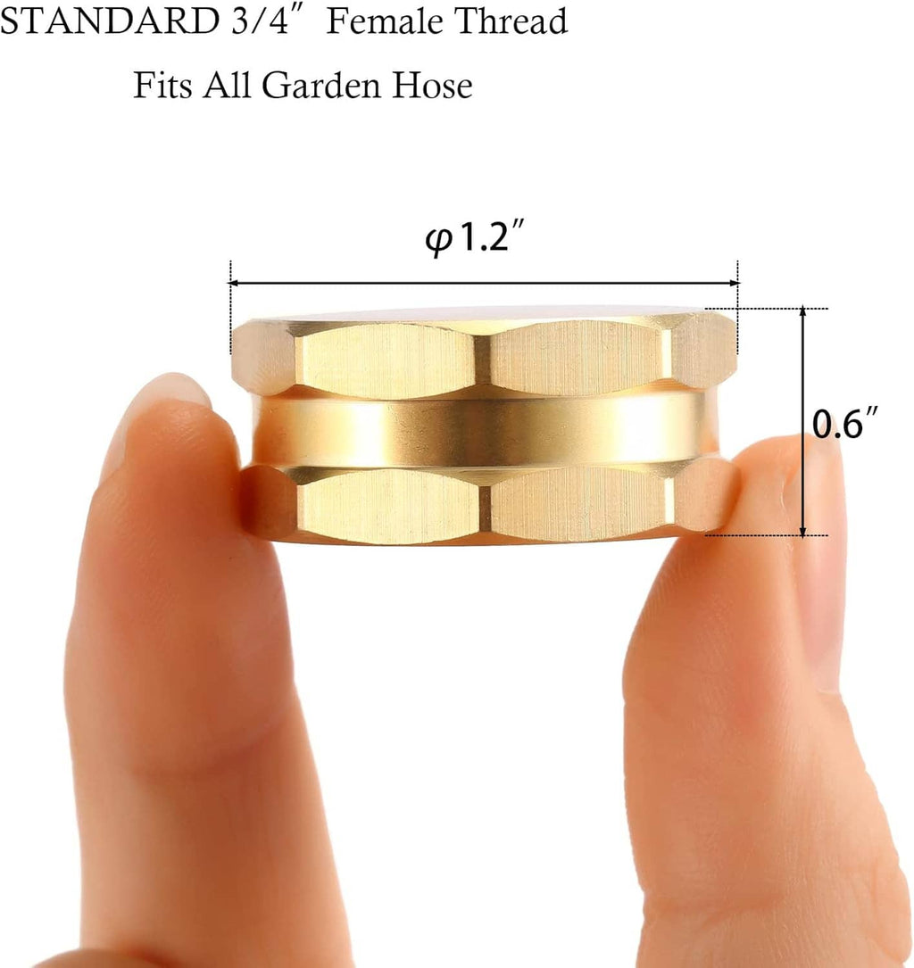 Brass 3/4" female thread hose end cap with washer, hex head design