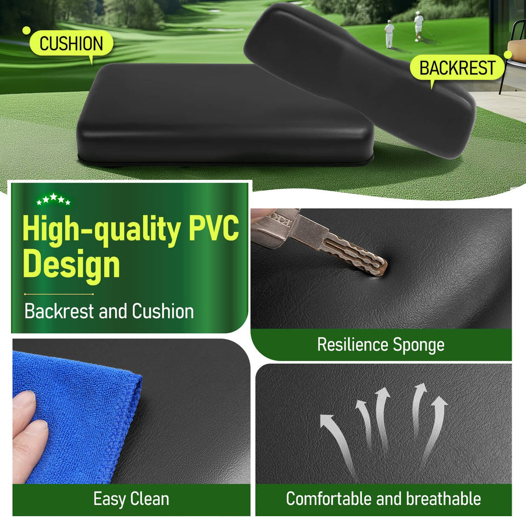 Black backrest cushion and seat bottom cushion with smooth PVC-like finish