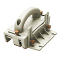 Push block with curved handle, cream base with two legs and brown grip pads