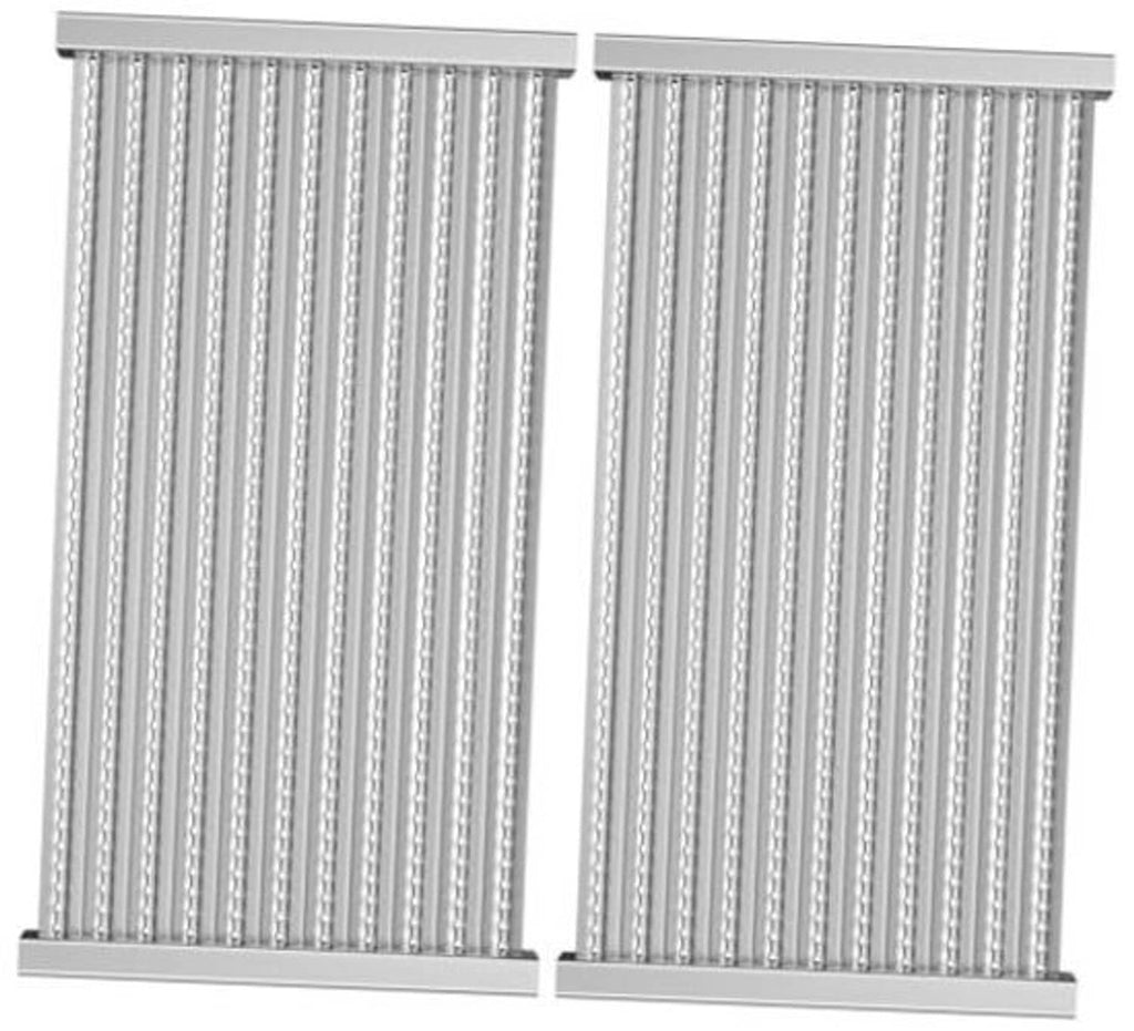 Stainless infrared grill emitter grates, vertical ribbed panels, two-piece set