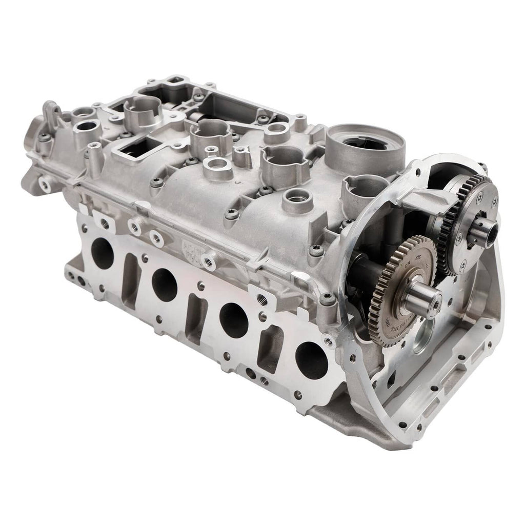 Cylinder head assembly with intake ports and timing gear area, cast aluminum finish