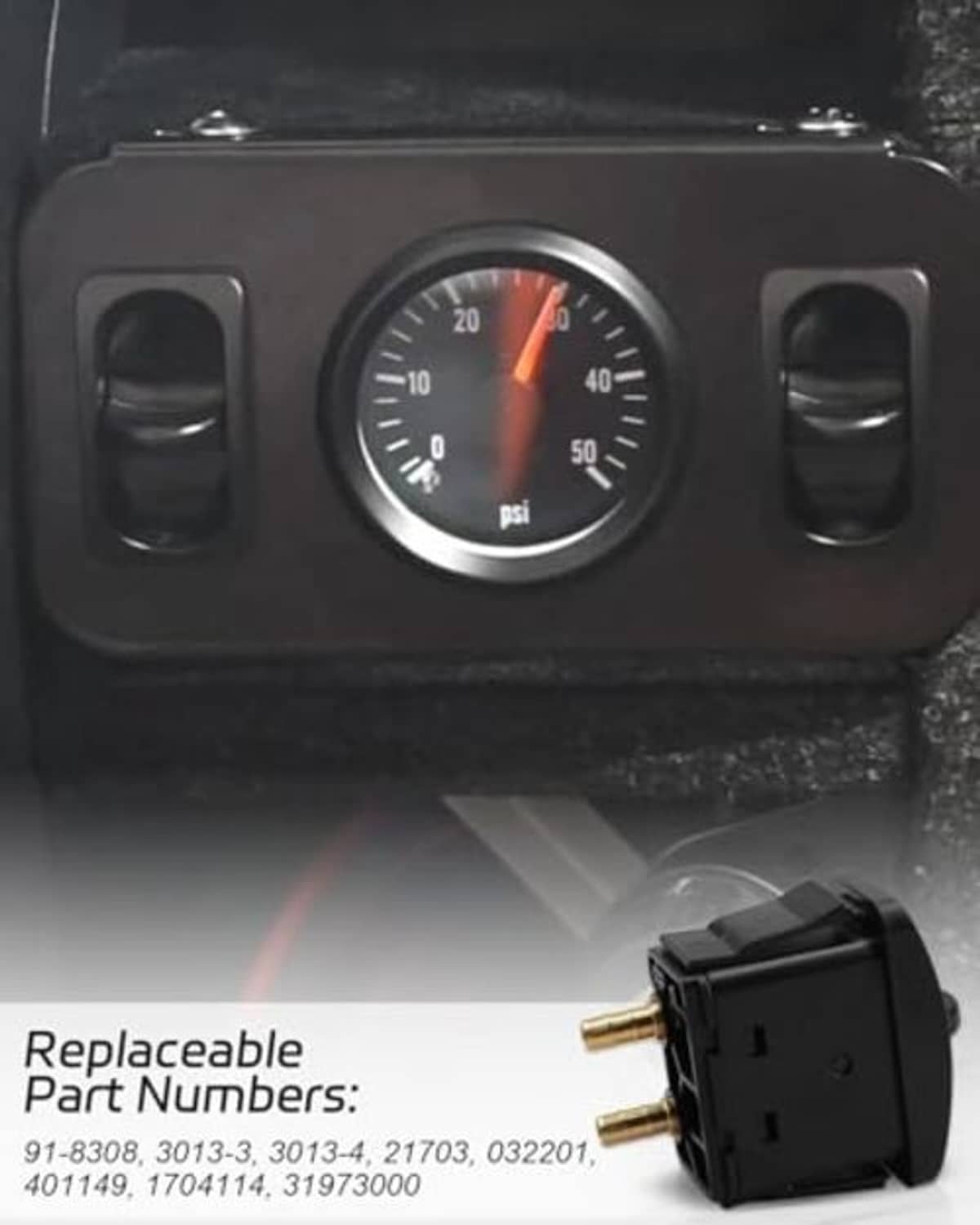 Manual paddle valve switch with gauge-style control panel and replaceable part labels.