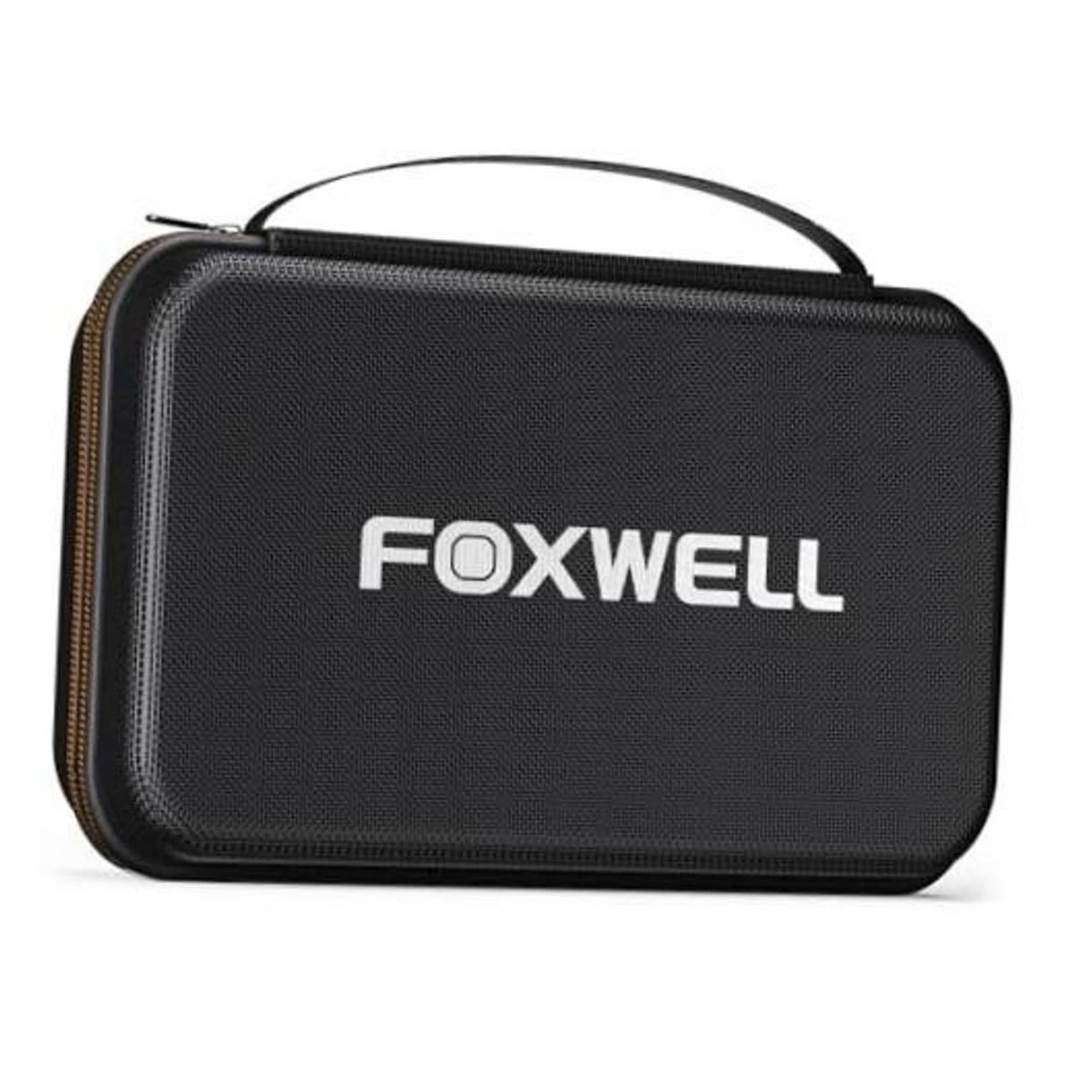 FOXWELL hard-shell carrying case, black textured fabric with carry handle and logo