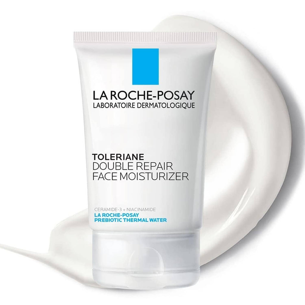 La Roche-Posay Toleriane Double Repair Face Moisturizer tube, white with blue square