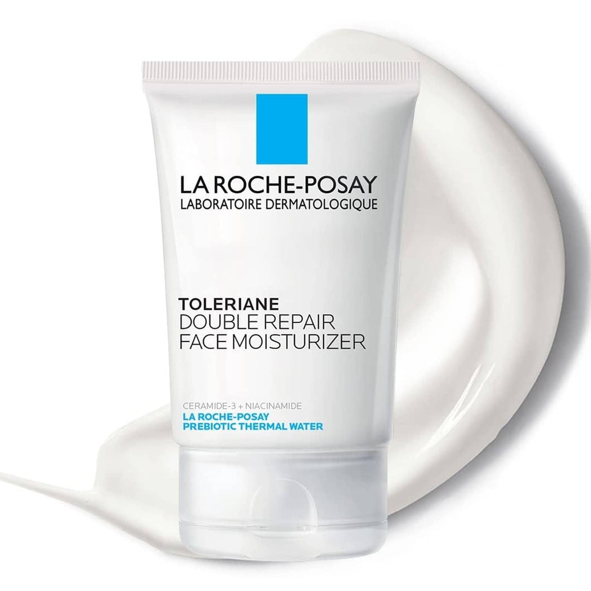 La Roche-Posay Toleriane Double Repair Face Moisturizer tube, white with blue square