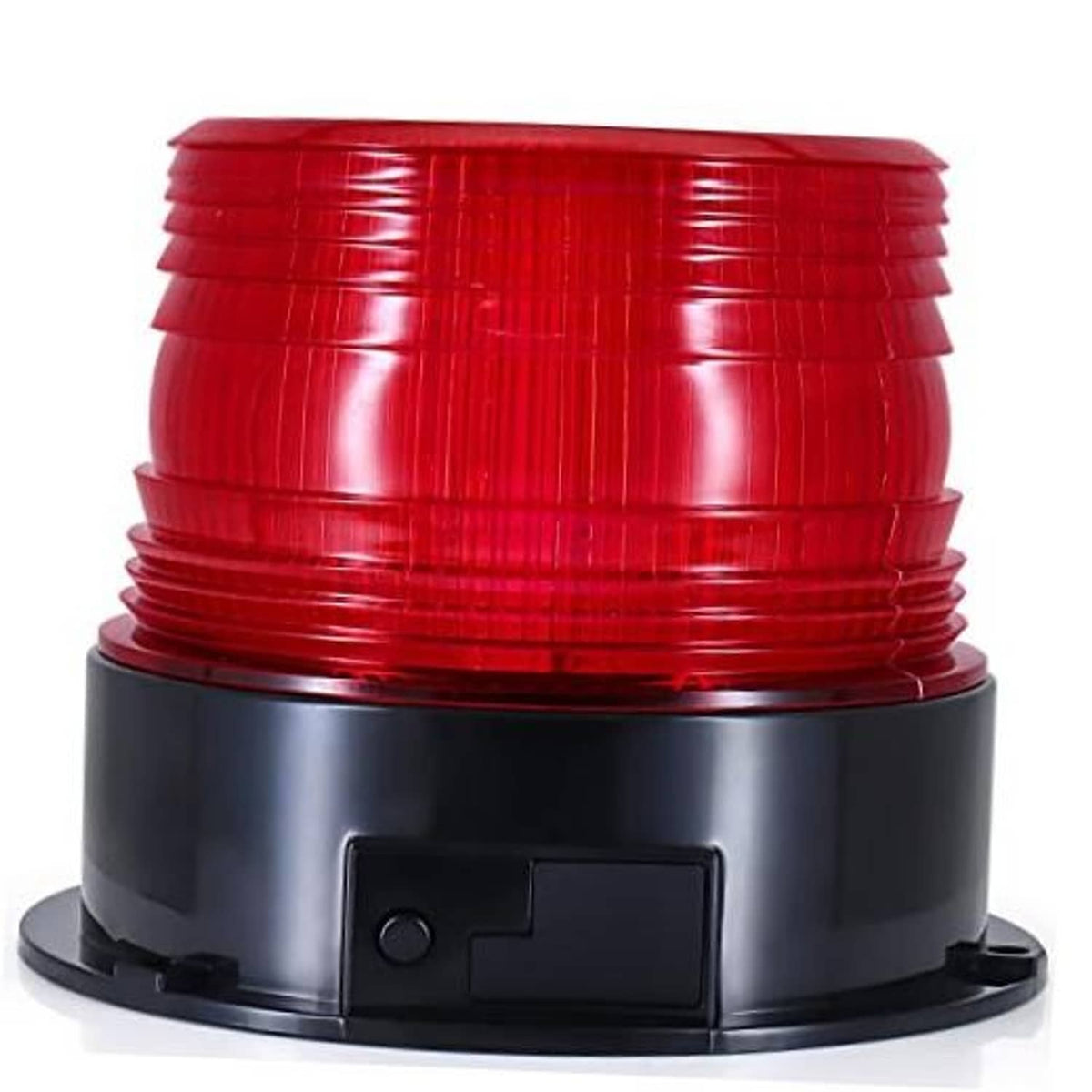 Red LED strobe rooftop safety beacon light with black base and mounting panel