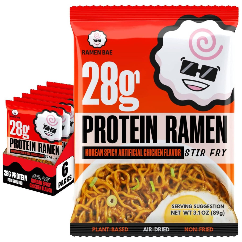 Protein ramen noodle pack, 28g, Korean spicy chicken flavor, stir-fry noodles