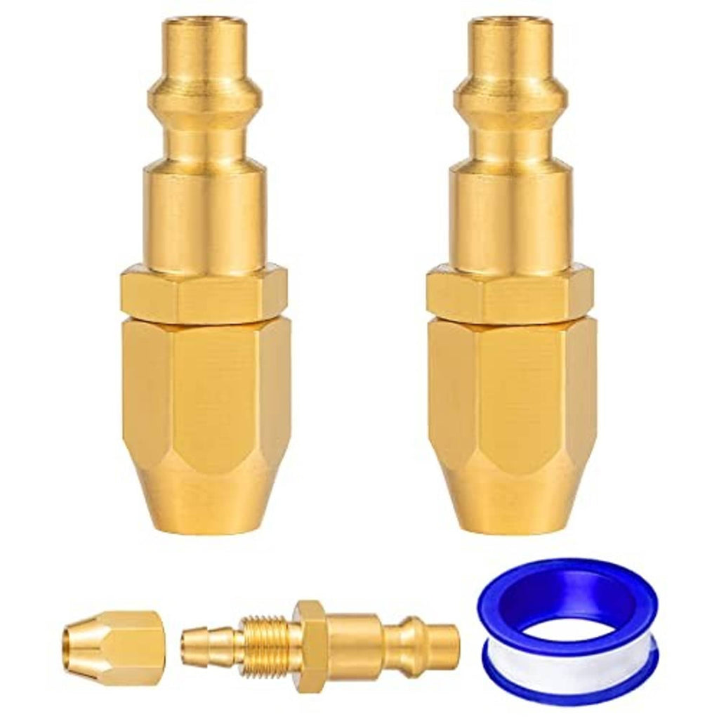 Solid brass pneumatic barb fitting set, 1/4 in NPT male thread with barbed hose end