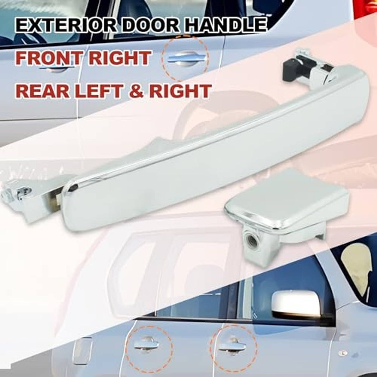 Chrome exterior door handle with mounting ends and latch connector
