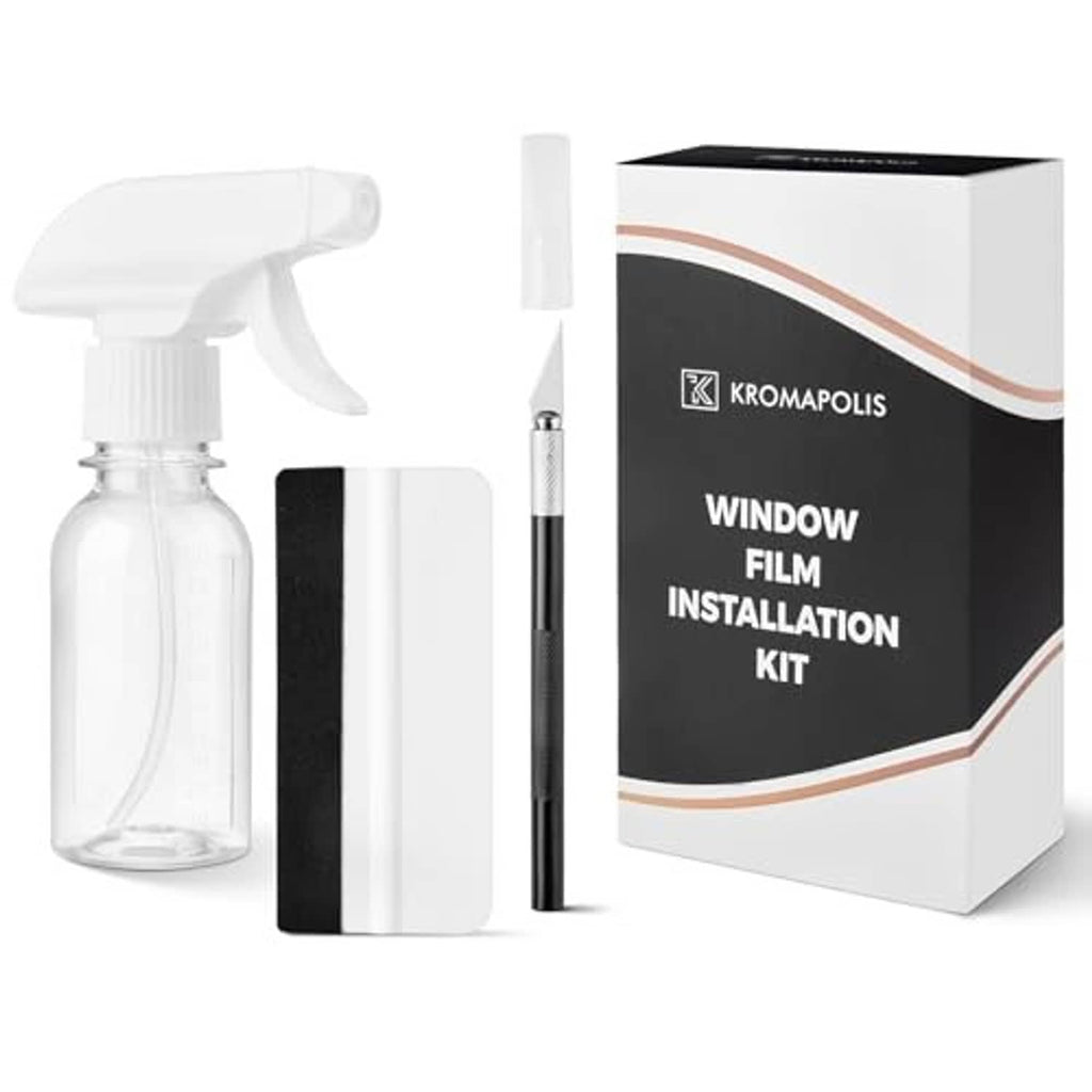 KROMAPOLIS window film installation kit box with spray bottle, squeegee, and knife